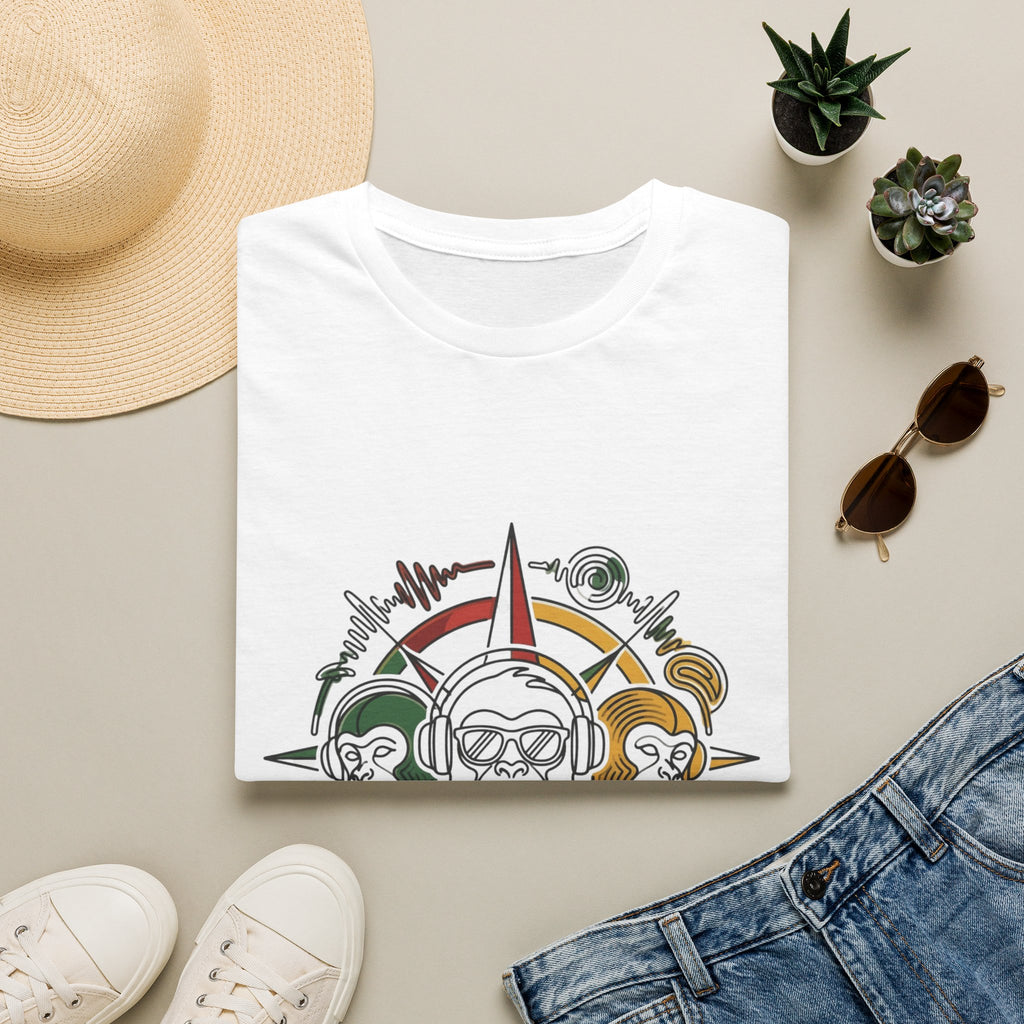 Compass Crew Graphic T-Shirt — Retro Music Skull Compass Design