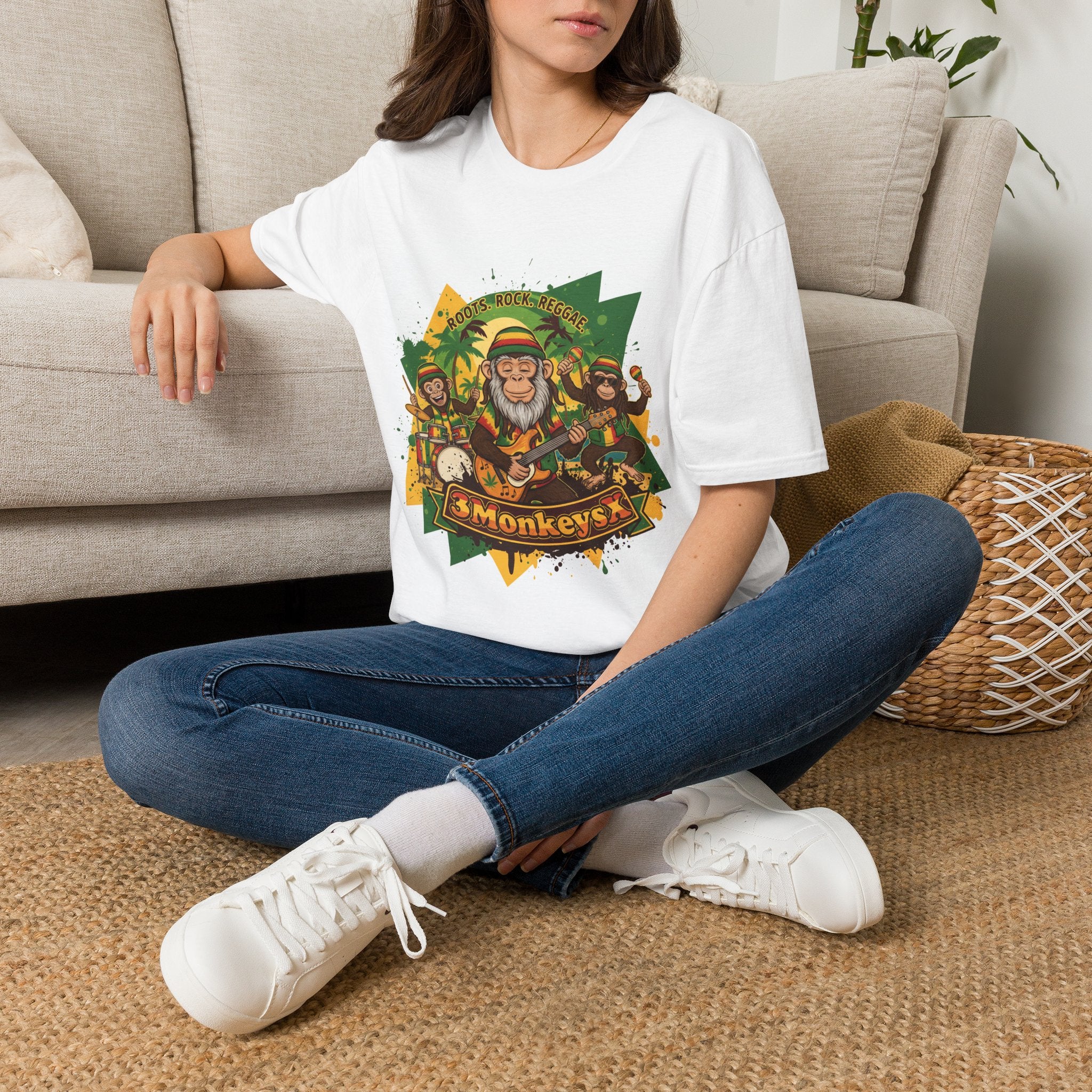 Monkey Band T‑Shirt — Retro Reggae '3 Monkeys' Graphic Tee
