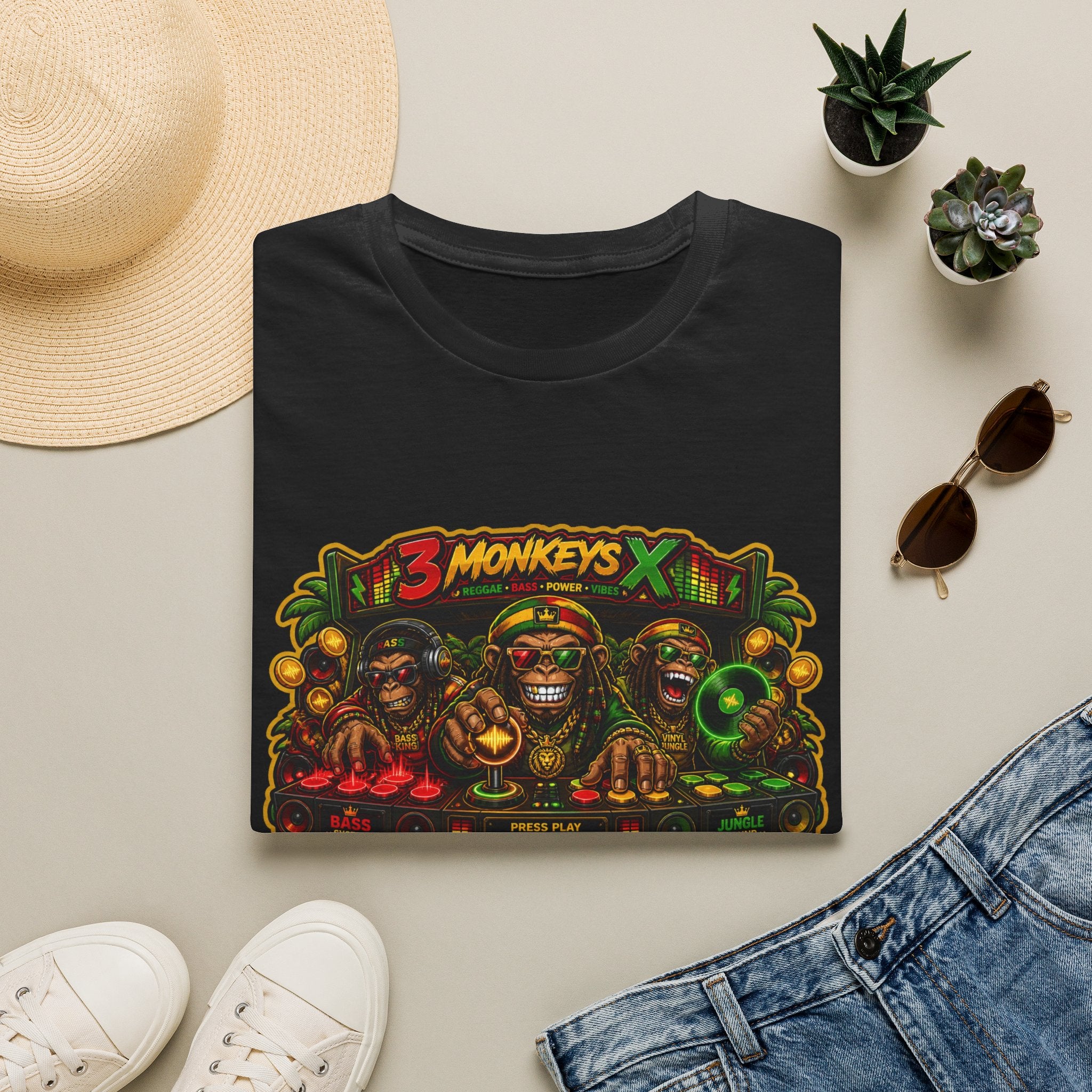 3 Monkeys Arcade Tee — Retro Gaming Graphic T-Shirt