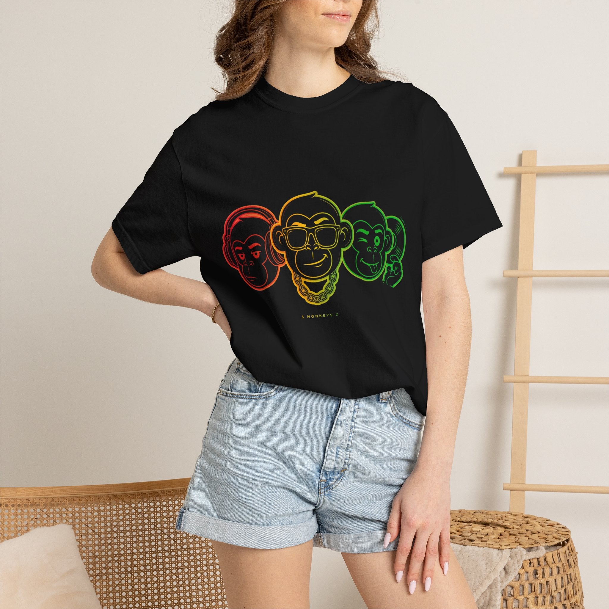 Rasta Neon Monkey Trio T-Shirt