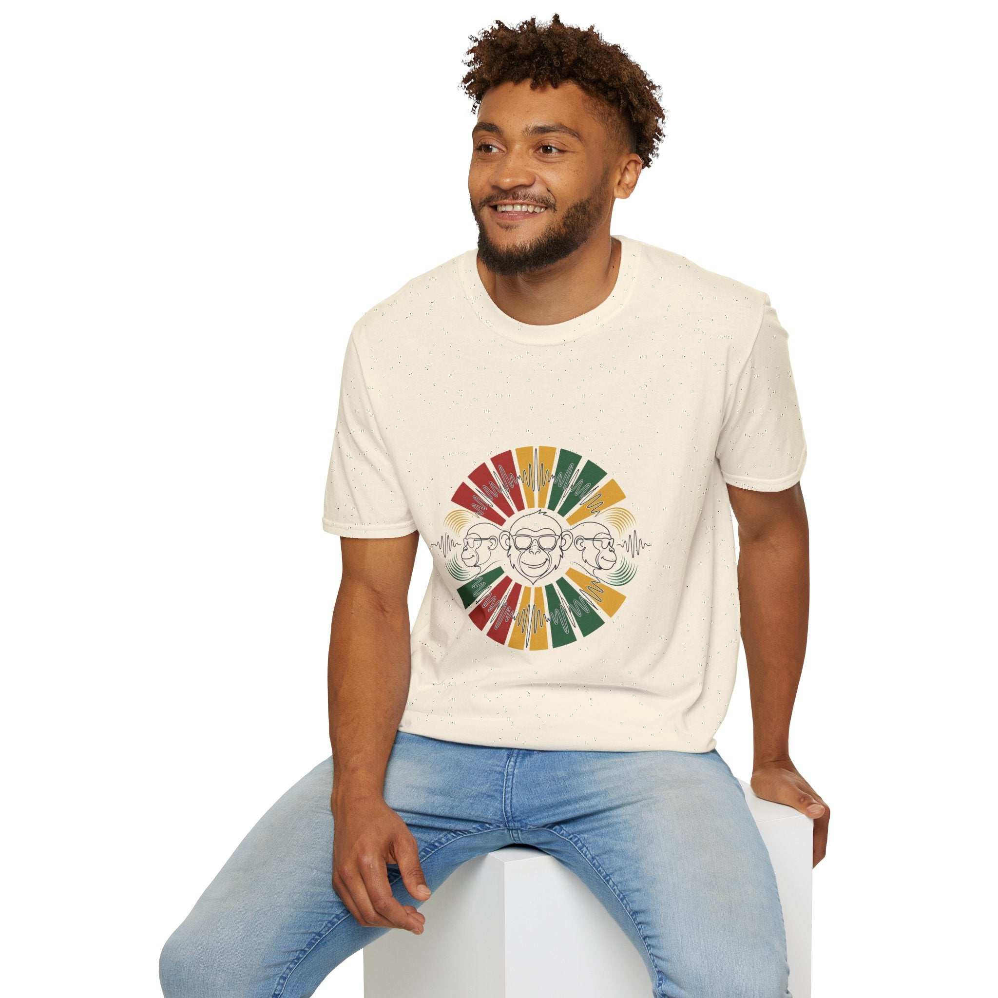 Retro Rainbow Sunface T-Shirt — Vintage Hippie Skull & Sunglasses Graphic