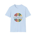 Retro Rainbow Sunface T-Shirt — Vintage Hippie Skull & Sunglasses Graphic