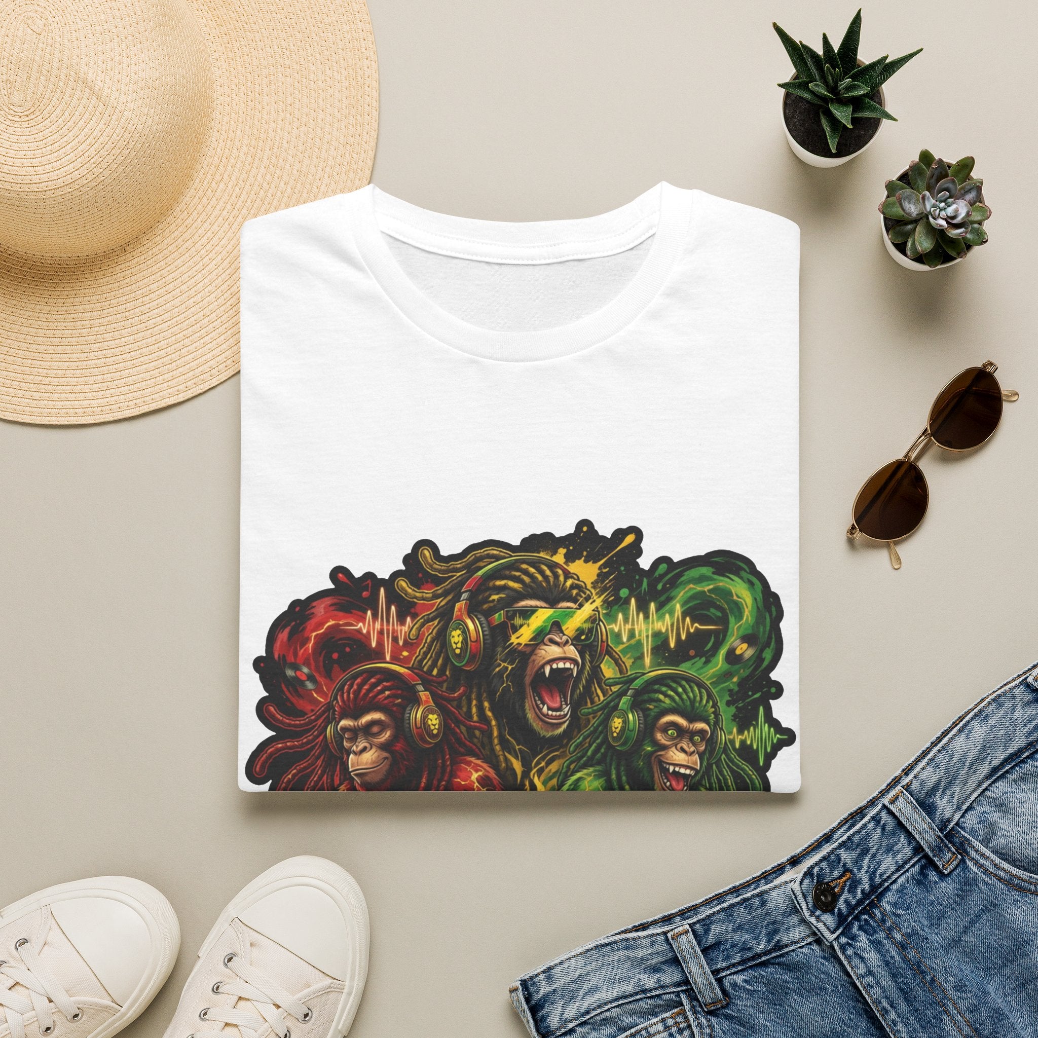 Rasta Lion & Monkeys Graphic T-Shirt