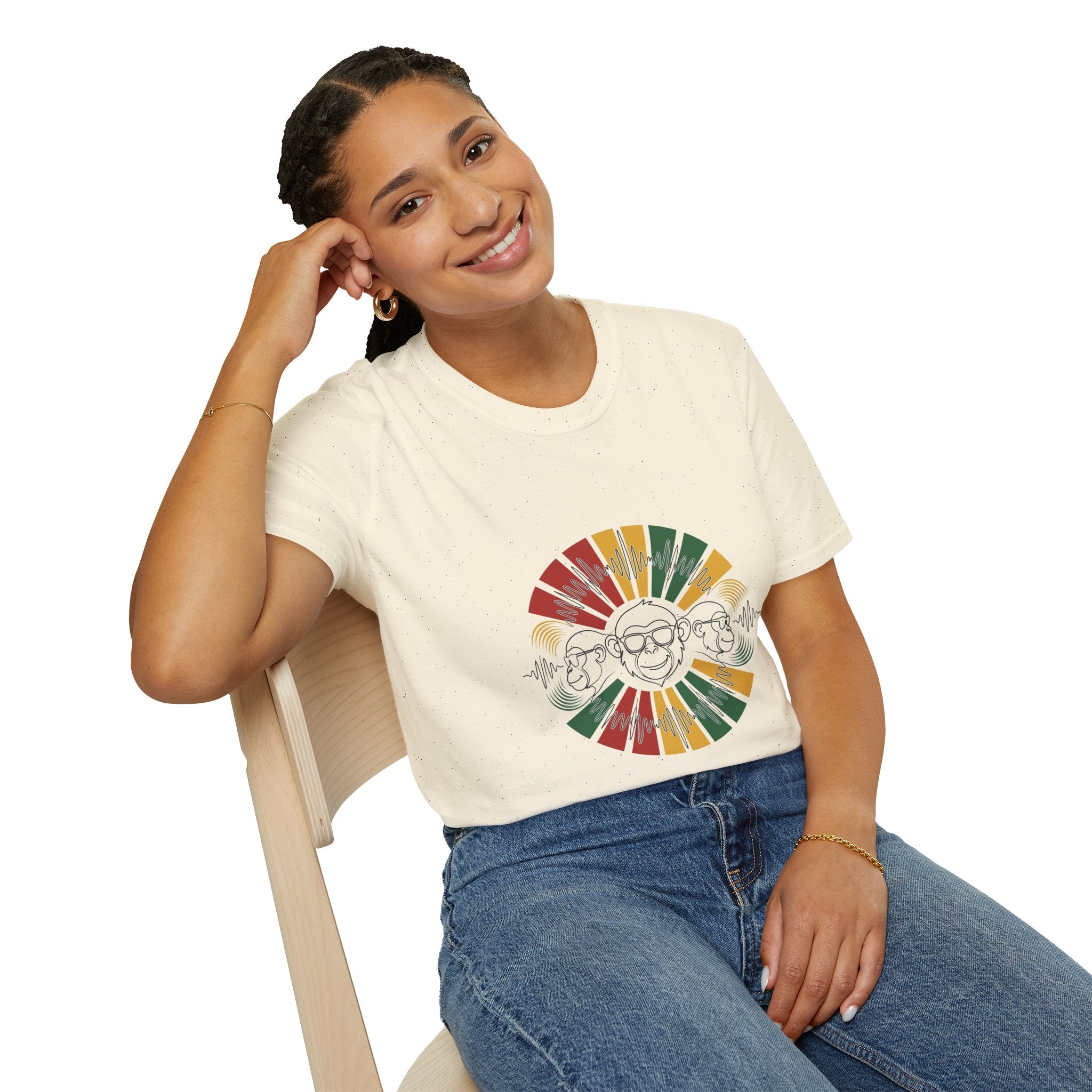 Retro Rainbow Sunface T-Shirt — Vintage Hippie Skull & Sunglasses Graphic