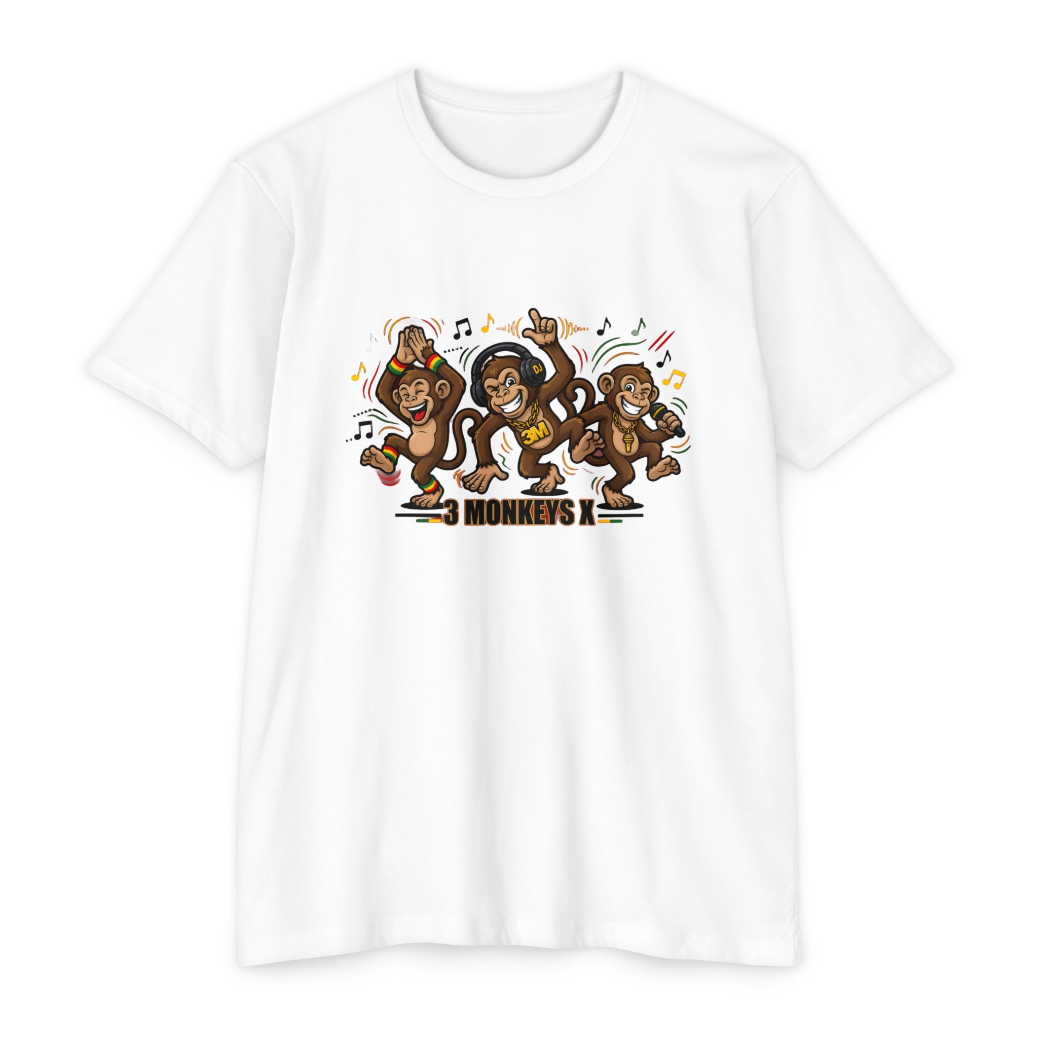 Rasta Monkeys Graphic T-Shirt — Three Wise Monkeys Reggae Design