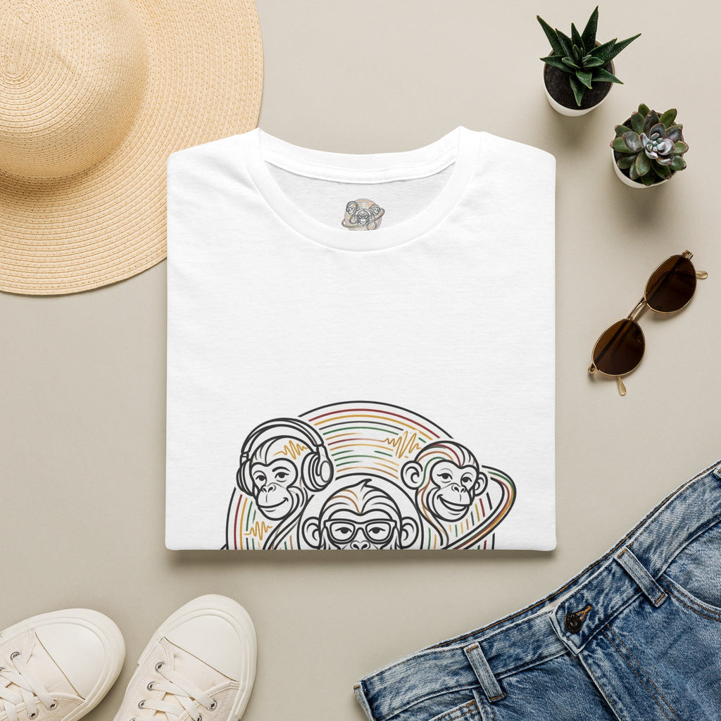 Three Wise Monkeys T-Shirt — Retro Rainbow Prank/See No Evil Design