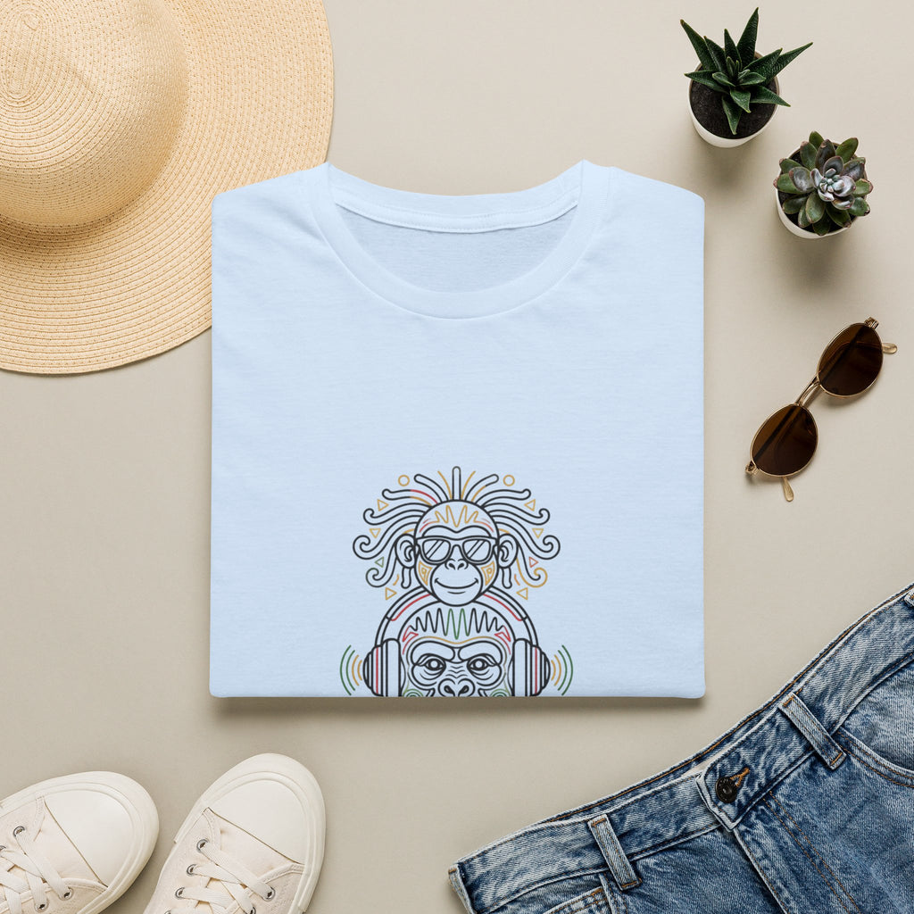 Spiritual Monkey Stack T‑Shirt — Boho Tribal Meditation Graphic Tee