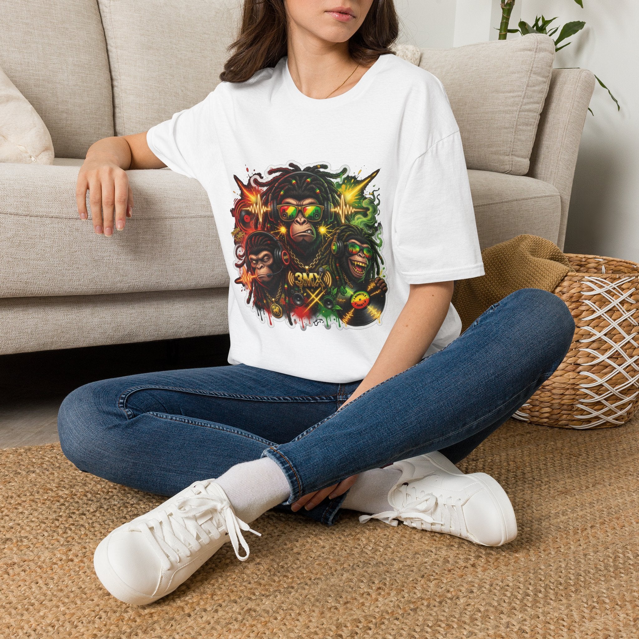 Reggae Monkey T-Shirt — Rasta Dreadlock Ape Graphic Tee