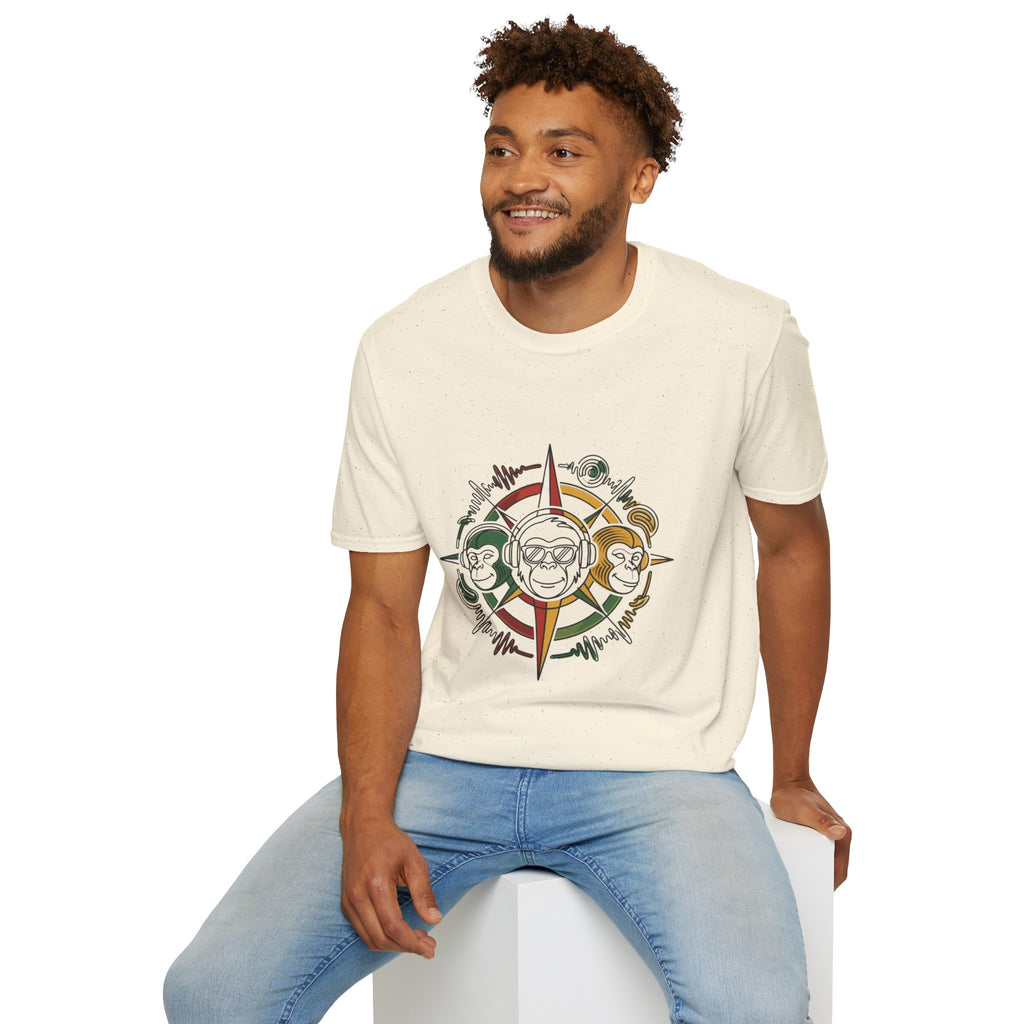 Compass Crew Graphic T-Shirt — Retro Music Skull Compass Design