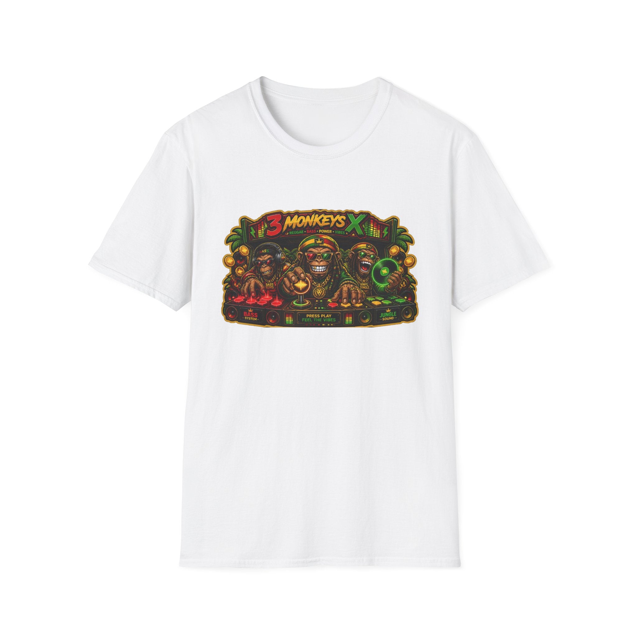 3 Monkeys Arcade Tee — Retro Gaming Graphic T-Shirt