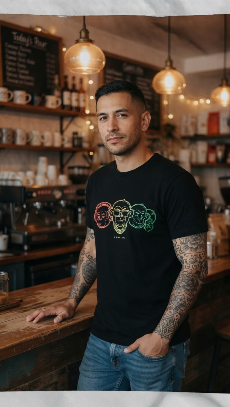 Rasta Neon Monkey Trio T-Shirt